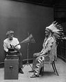 Image 36Frances Densmore recording Blackfoot chief Mountain Chief on a cylinder phonograph in 1916 (from Music industry)