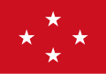 a red flag with four white stars