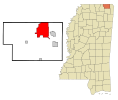 Location in Alcorn County and Mississippi