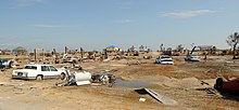 total collapse of houses, cars and facilities