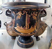 Odysseus and the Sirens on a Paestum bell krater, painted by Python, c. 330 BC, now at the Antikensammlung Berlin