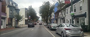 Downtown Hagerstown looking west on Franklin Street in 2023