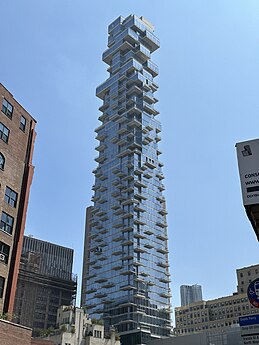 View of 56 Leonard Street apartment building from Franklin St in Tribeca