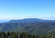 Photograph of Mount Le Conte in the Great Smoky Mountains, the tallest mountain in eastern North America, measured from base to summit