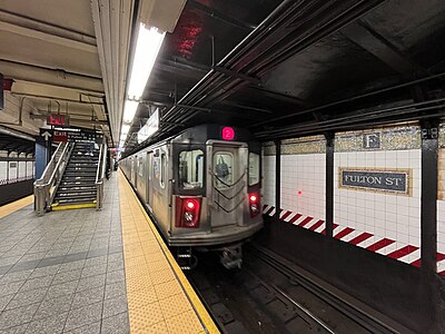 Northbound R142 2 train departing