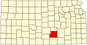 Map of Kansas highlighting Sedgwick County