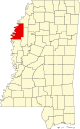 State map highlighting Bolivar County