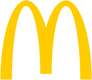 Two yellow arches joined together to form a rounded letter M.