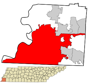 Location in Shelby County and state of ٹینیسی.