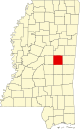 State map highlighting Neshoba County