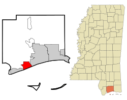 Location of Long Beach in Mississippi