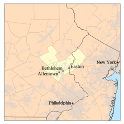 Map of the Allentown-Bethlehem-Easton, PA-NJ Metro Area