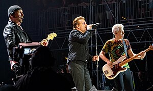 U2 on the Joshua Tree Tour 2017, the most recent of their eight that achieved highest-grossing tour-of-the-year