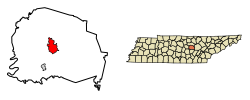 Location of Sparta in White County, Tennessee.