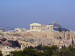 Akropolis i Aten med Parthenon överst.