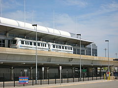 The exterior of AirTrain JFK's Lefferts Boulevard station