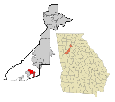 Location in Fulton County and the state of Georgia