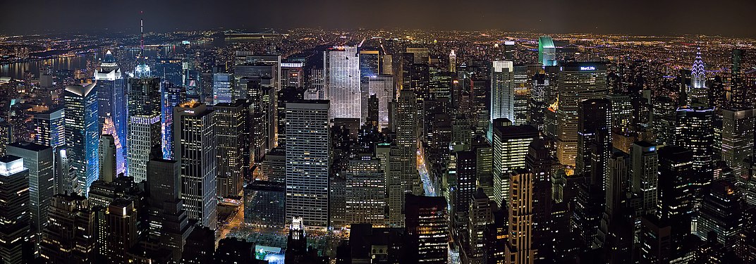 De skyline van Midtown Manhattan vanaf het Empire State Building