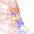 Image 38Map of racial distribution in Chicago, 2010 U.S. census. Each dot is 25 people: ⬤ White ⬤ Black ⬤ Asian ⬤ Hispanic ⬤ Other (from Chicago)