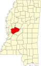 State map highlighting Yazoo County