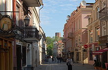 Pedestrians on a narrow street
