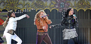 Adrienne Bailon-Houghton, Sabrina Bryan and Kiely Williams performing in October 2008