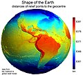 Image 60Earth's western hemisphere showing topography relative to Earth's center instead of to mean sea level, as in common topographic maps (from Earth)