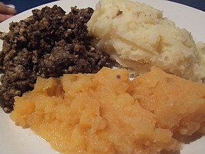 Scottish haggis, neeps and tatties