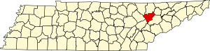 Map of Tennessee highlighting Anderson County