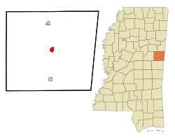 Location of Macon, Mississippi