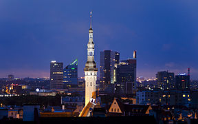 Night view of Tallinn's city center in August 2012