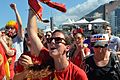 Belgian fans cheering at Rio de Janeiro Fan Fest, 2014.