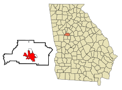 Location in Spalding County and the state of Georgia