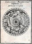 1683 map by French cartographer Alain Manesson Mallet from his publication Description de L'Univers. Shows a sea below both the Atlantic and Pacific oceans at a time when Tierra del Fuego was believed joined to Antarctica. Sea is named Mer Magellanique after Ferdinand Magellan.