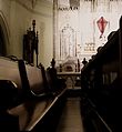 Altar with cross enshrouded for Lent