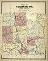 1869 map showing Elmira's location as a transportation hub in Chemung County