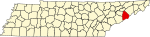 State map highlighting Cocke County