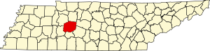 Map of Tennessee highlighting Hickman County