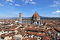 A city with red roofs and a larger domed building in the center. (from Human history)