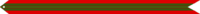 A red ribbon with four vertical dark green stripes in the center.