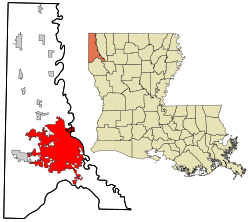 Location of Shreveport, Louisiana