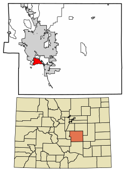 Location of the Fort Carson CDP in El Paso County, Colorado