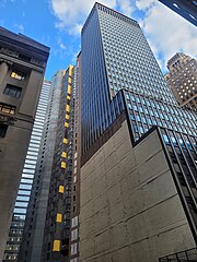 Looking south along Broad Street; setbacks of the higher floors are visible