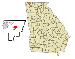 Location in Catoosa County and the state of Georgia