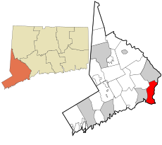 Stratford's location within Fairfield County and Connecticut