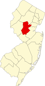 Map of New Jersey highlighting Somerset County