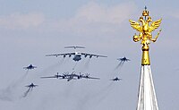 Aircraft from the Russian Air Force and the Coat of Arms of Russia