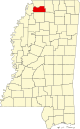 State map highlighting Tate County