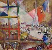 Marc Chagall, 1913, Paris par la fenêtre (Paris Through the Window), oil on canvas, 136 × 141.9 cm