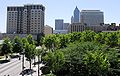 Downtown Atlanta from North Ave and Peachtree St with SoNo in foreground